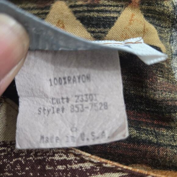 Lew Magram Vintage 90s Wrap Front Dress 6 Island Tribal Boho Granola Girl Hippie - Picture 9 of 12